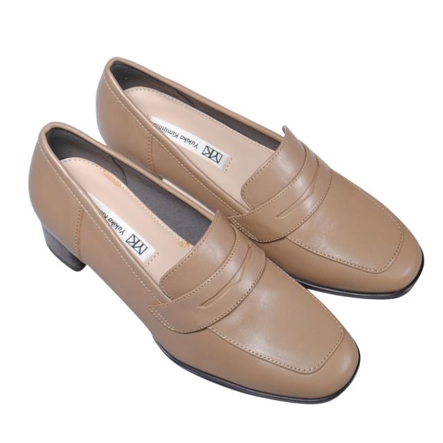 【靴のHOSHIKAWA】  『Yukiko Kimijima 5350』 ユキコキミジマ ローファーパンプス 22cm〜24.5cm EEE ローファー レディース グレージュ フォーマル ビジネス 冠婚葬祭 牛革