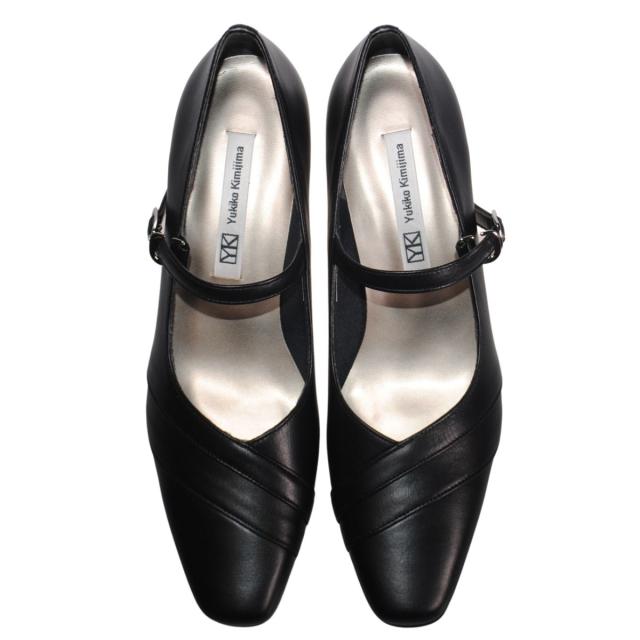 【靴のHOSHIKAWA】  『Yukiko Kimijima 8436』 ユキコキミジマ パンプス 22cm〜24.5cm EEE レディース ブラック ヒール ストラップ フォーマル 冠婚葬祭 オールシーズン 国産