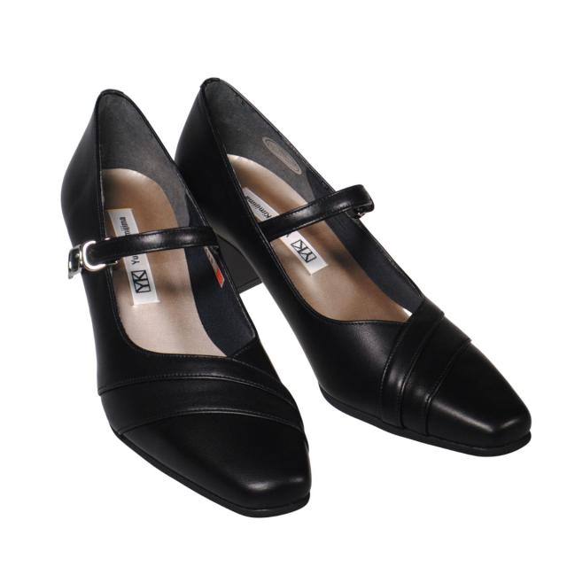 【靴のHOSHIKAWA】  『Yukiko Kimijima 8436』 ユキコキミジマ パンプス 22cm〜24.5cm EEE レディース ブラック ヒール ストラップ フォーマル 冠婚葬祭 オールシーズン 国産