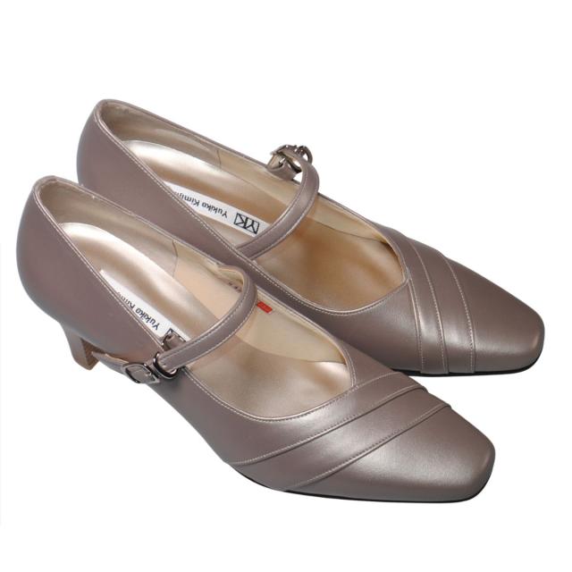 【靴のHOSHIKAWA】  『Yukiko Kimijima 8436』 ユキコキミジマ パンプス 22cm〜24.5cm EEE レディース オークM ヒール ストラップ フォーマル 冠婚葬祭 オールシーズン 国産