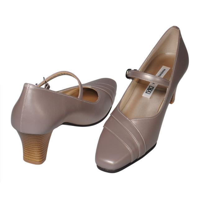 【靴のHOSHIKAWA】  『Yukiko Kimijima 8436』 ユキコキミジマ パンプス 22cm〜24.5cm EEE レディース オークM ヒール ストラップ フォーマル 冠婚葬祭 オールシーズン 国産