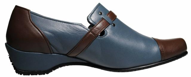 【靴のHOSHIKAWA】  『Yukiko Kimijima 7072』 ユキコキミジマ スリッポン 22cm〜24.5cm EEE ネイビーブラウン レディース ローファー ウェッジソール 国産 本革