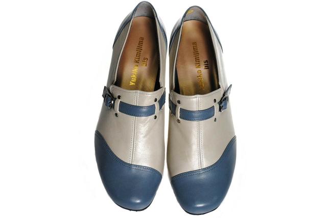 【靴のHOSHIKAWA】  『Yukiko Kimijima 7072』 ユキコキミジマ スリッポン 22cm〜24.5cm EEE ライトグレー レディース ローファー ウェッジソール 国産 本革