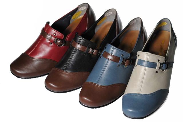 【靴のHOSHIKAWA】  『Yukiko Kimijima 7072』 ユキコキミジマ スリッポン 22cm〜24.5cm EEE ワインブラウン レディース ローファー ウェッジソール 国産 本革