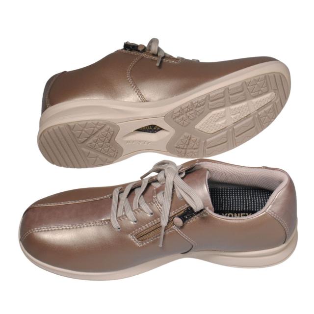 【靴のHOSHIKAWA】  『YONEX SHWLL122』 ヨネックス スニーカー 22cm〜25cm 3.5E レディース  シャンパン ウォーキングシューズ ファスナー 合皮