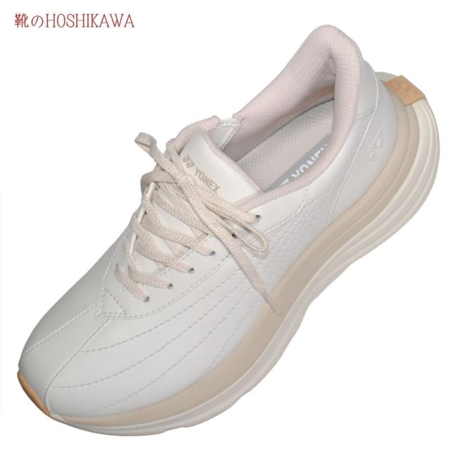 【靴のHOSHIKAWA】  『YONEX SHWL128』 ヨネックス スニーカー 22cm〜25cm 3.5E レディース オフホワイ ウォーキングシューズ 合皮 巾広