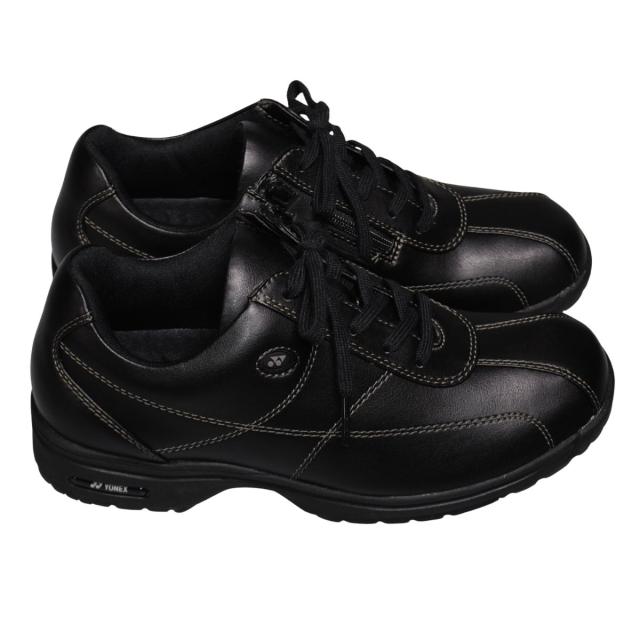 【靴のHOSHIKAWA】  『YONEX SHWLLC41』 ヨネックス スニーカー 22cm〜25cm 3.5E レディース ブラック ウォーキングシューズ ファスナー レースアップ 合皮 撥水 巾広