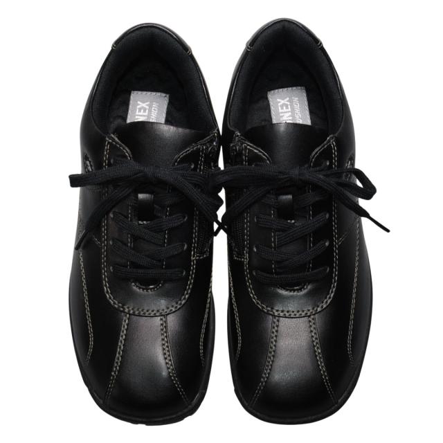 【靴のHOSHIKAWA】  『YONEX SHWLLC41』 ヨネックス スニーカー 22cm〜25cm 3.5E レディース ブラック ウォーキングシューズ ファスナー レースアップ 合皮 撥水 巾広