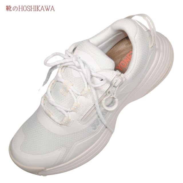 【靴のHOSHIKAWA】  『YONEX SHW125』 ヨネックス スニーカー 22cm〜28cm ユニセックス ホワイト レースアップ ウォーキングシューズ ファスナー 合皮 軽量