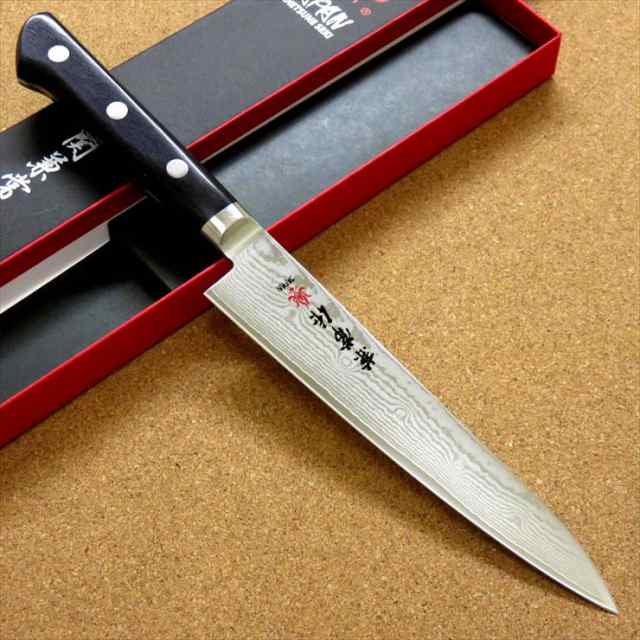ねねちのペティナイフ関の刃物 ペティナイフ 150mm 三昧 波目 ダマスカス33層 小型両刃 包丁