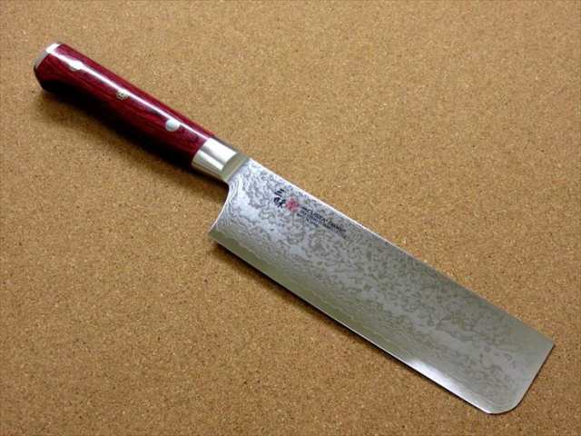 関の刃物 菜切り包丁 16.5cm (165mm) MCUSTA ZANMAI 三昧 クラシック プロ ダマスカス 33層鋼 芯金VG-10  ステンレススチール 赤合板ハンドル 最高級 職人用の洋包丁 家庭用の野菜全般を切る両刃包丁 キャベツの千切り 大根のかつらむきなど  国産日本製の通販はau PAY ...