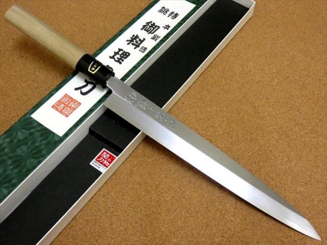 関の刃物 柳刃包丁 235mm 白紙3号 炭素鋼 片刃 右利き 刺身包丁 水牛角