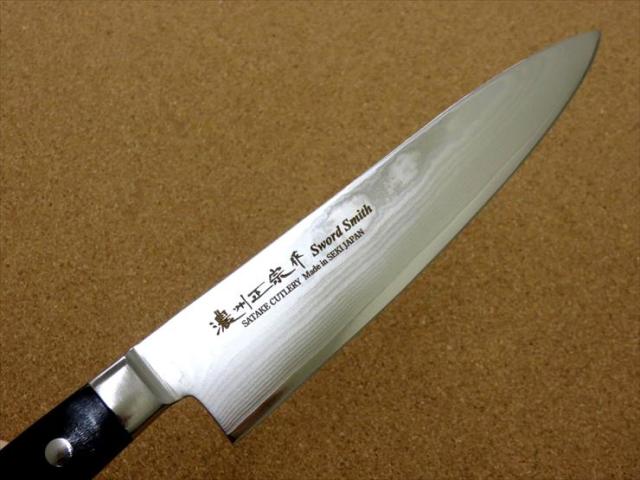 関の刃物 牛刀 175mm 濃州正宗作 ダマスカス69層鋼 黒強化木 両刃 包丁 関の刃物 牛刀 17.5cm (175mm) 濃州正宗作 ダマスカス69層鋼 黒色積層