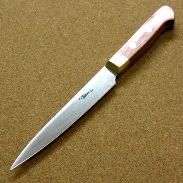関の刃物 ペティナイフ 12cm (120mm) 8Aステンレス 真鍮口金付き 赤