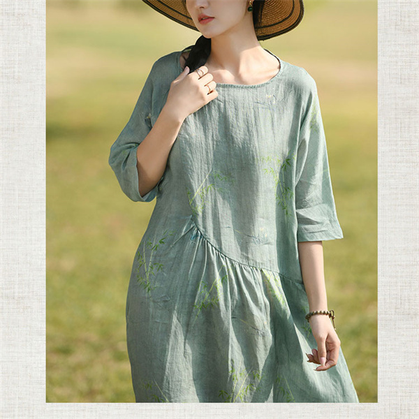 値下げ ワンピース レディース 秋 秋服 天麻 ワンピ ロング 長袖 バンドカラー 花柄 前開き 薄手 ゆったり フラワー パイピングワンピース_6