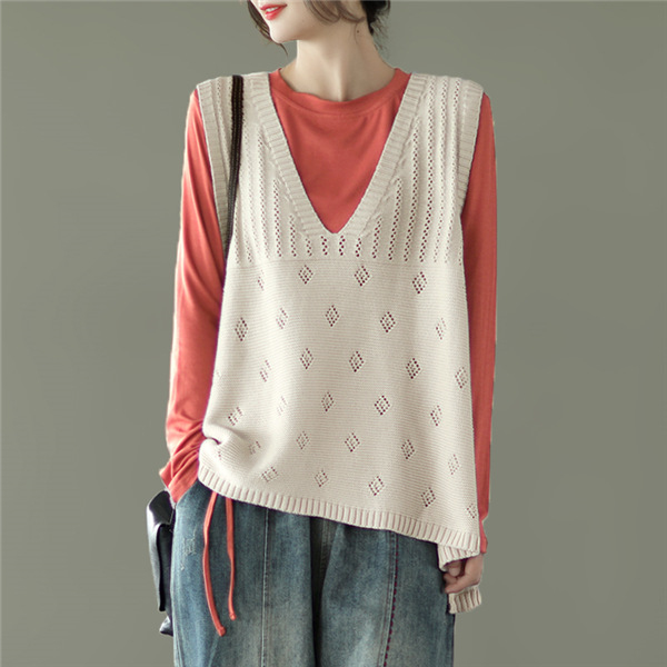 メッシュVネックニットトップ MOUSSY | MESH V NECK ニットトップス (ニット ) |SHEL'TTER