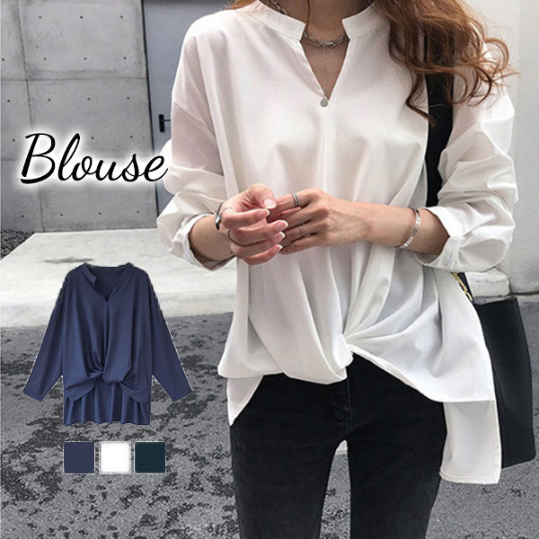 ICB★美品★キーネック長袖ブラウス　ドット Lace Ladies ブラウス シャツ フロントホック付き キーネック