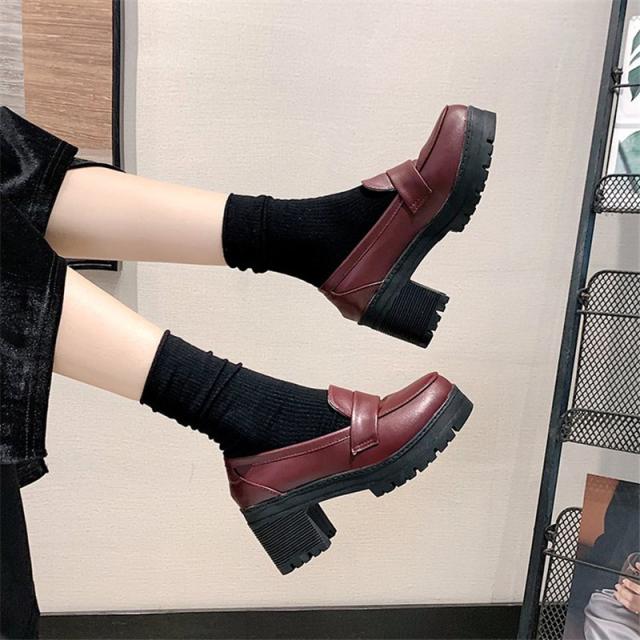 ローファー 革靴 レディース パンプス スリッポン ウイングチップ 厚底 ローファー 革靴 レディース パンプス スリッポン 秋冬靴 レザー
