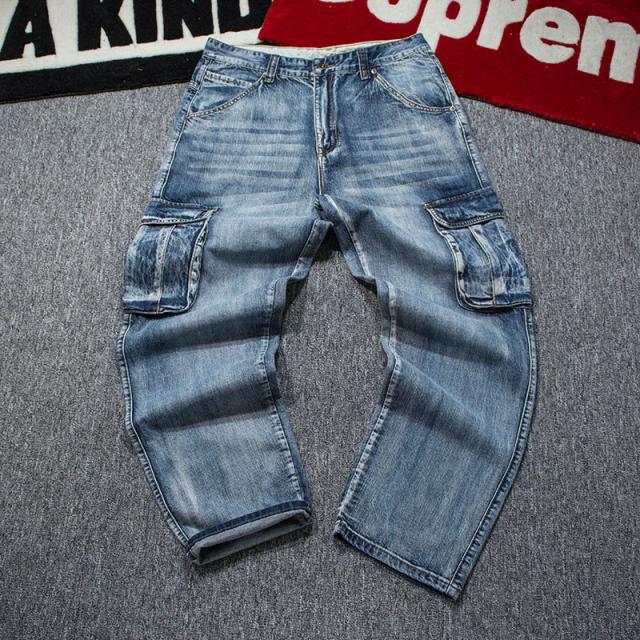 ポイント超超祭 極太 デニムパンツ メンズ ジーンズ ルーズフィット B