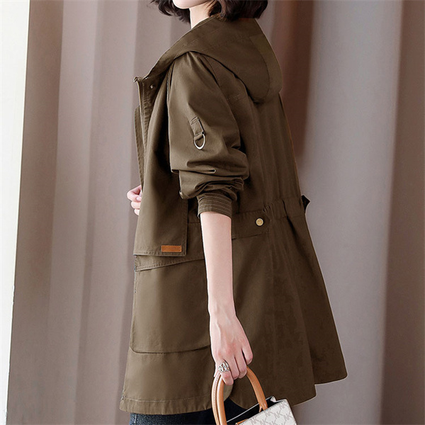 値下げ❣️試着のみ超美品❣️カーキのジャンパー ポイント超超祭 トレンチコート レディース 40代 ミディアム丈