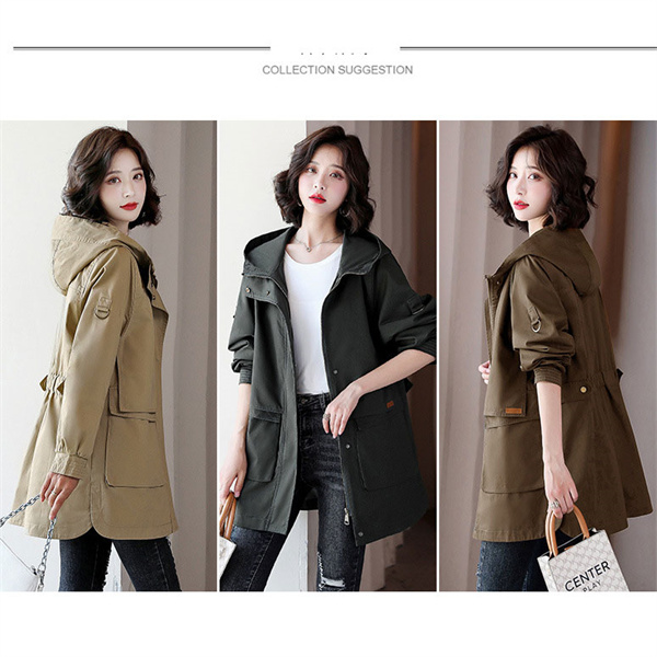 値下げ❣️試着のみ超美品❣️カーキのジャンパー ポイント超超祭 トレンチコート レディース 40代 ミディアム丈