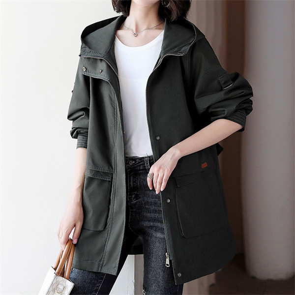 値下げ❣️試着のみ超美品❣️カーキのジャンパー ポイント超超祭 トレンチコート レディース 40代 ミディアム丈