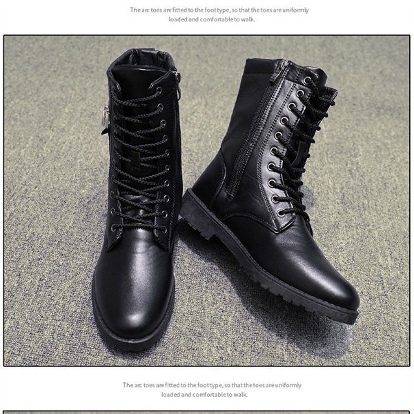 値下げ ロングブーツ メンズ ブーツ ワークブーツ 靴 本革 レース