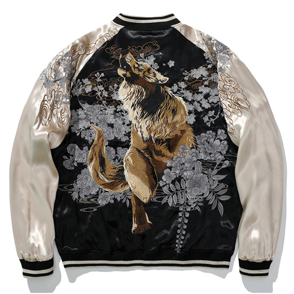 値下げ スカジャン メンズ 50代 リバーシブル ジャンバー 狼柄 スーベニアジャケット 刺繍 和柄 横須賀風 ジャケット 光沢 長袖 横須賀 値下げ スカジャン メンズ 50代 リバーシブル ジャンバー 狼柄