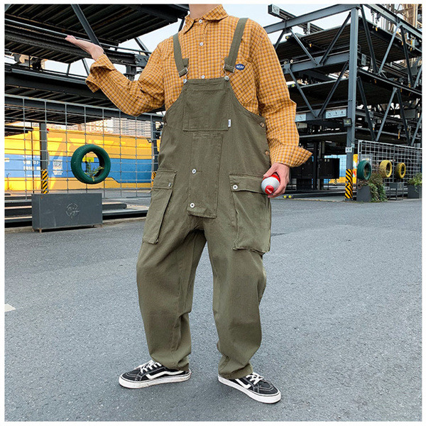 オーバーオール メンズ サロペット ゆとり 無地 ワーク カーゴ