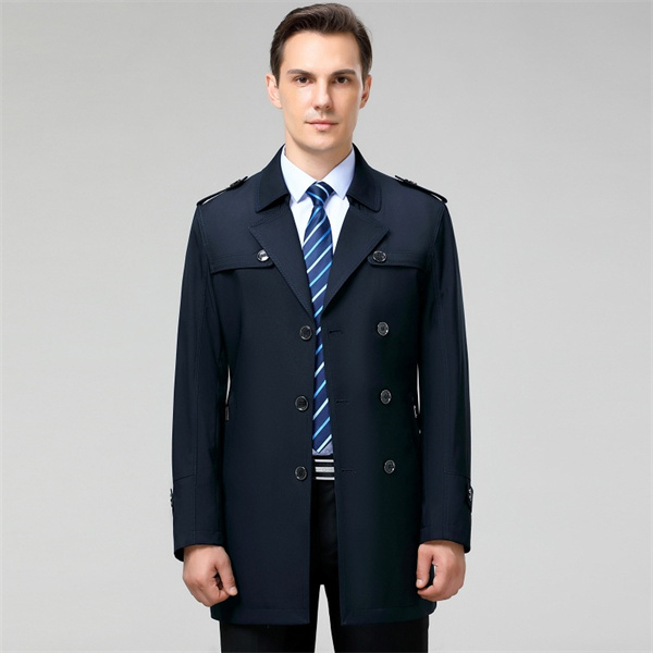 【値下げ】トレンチコート メンズ(ネイビー) ポイント超超祭 値下げ トレンチコート シングル ビジネスコート