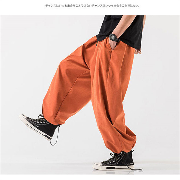 オレンジ ストライプ サルエルパンツ サルエルパンツ メンズ レディース ダンス B017 : スピード