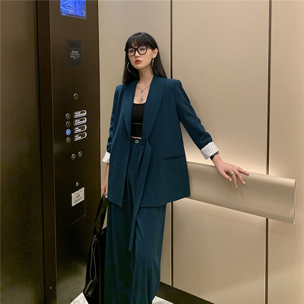 パンツスーツ セットアップ リクルートスーツ オフィスカジュアル 2点セット ワイドパンツ 洗える 着痩せ レディース 入学式 卒園式 入園式 通勤_4