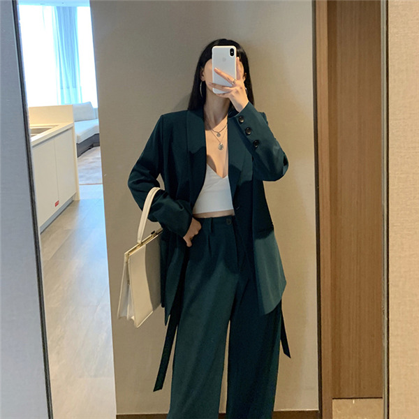 パンツスーツ セットアップ リクルートスーツ オフィスカジュアル 2点セット ワイドパンツ 洗える 着痩せ レディース 入学式 卒園式 入園式 通勤_5