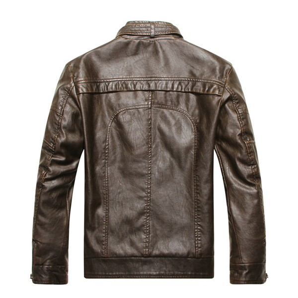 ポイント増量中 ライダースジャケット 革ジャン レザー ジャケット メンズ バイクジャケット 立ち襟 ライダース シングル 防寒 防風 アウター 裏起毛 秋 冬_13