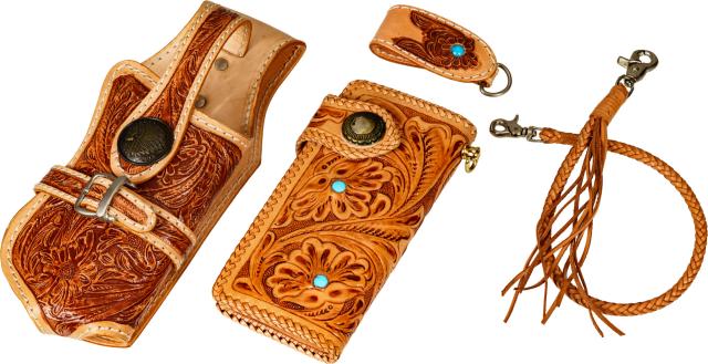 バイカーズウォレット 4点セット 本革 牛革 タイコーズ風 メンズ