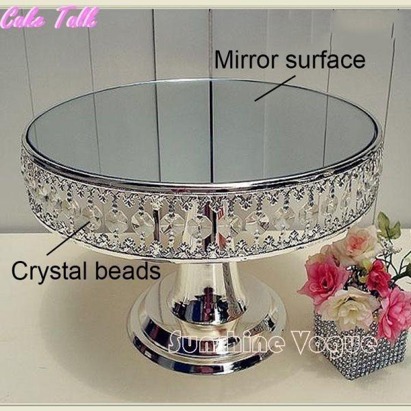 クリスタルビーズシルバーメッキメタルケーキスタンド12 高鏡面ウェディングケーキの飾りツール料理調理器具の通販は