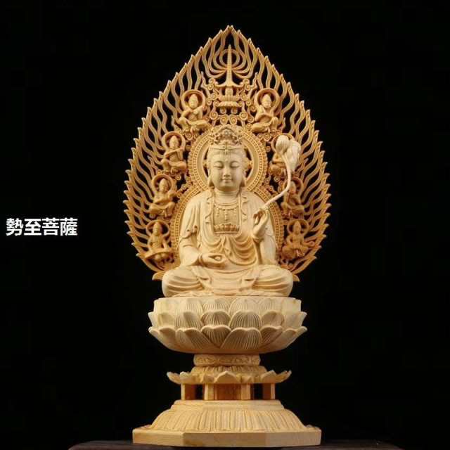 最高の品質 仏像 木彫り 座像 普賢菩薩 阿弥陀如来 勢至菩薩 観音菩薩像 彫刻・オブジェ