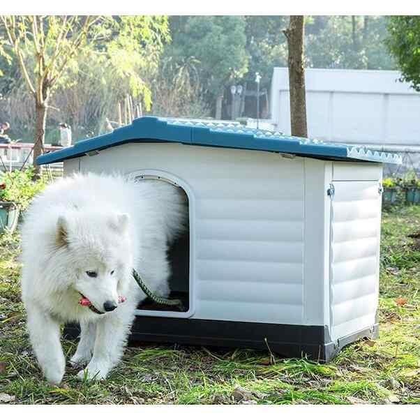 犬小屋ドア付きペットハウスペットケージプラスチック製 犬室内室外ペットハウス L