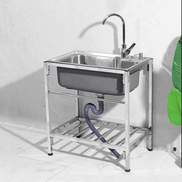 流し台 ステンレス製 蛇口水栓付き屋外 簡易式キッチン用流し台 ガーデンシンク 商業用手洗いシンクのステンレス鋼のキッチン盆地手のフリースタンドケータリン