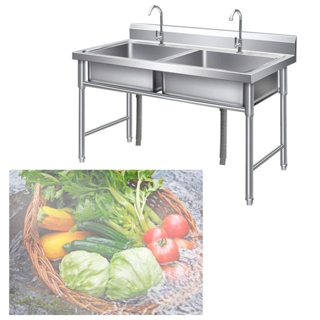 手作りシンク 屋外流し台 アウトドア用 ガーデンキッチン 簡易流し台 シンクが深い 錆びず 簡単取付 W100xD50xH80cm ステンレススチールシンク お手入れ簡単 キ
