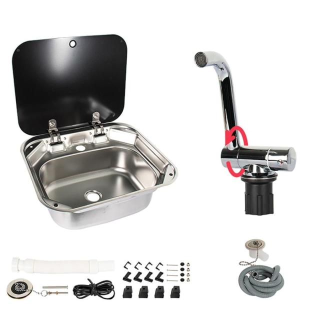キャンピングカー シンク ステンレス流し台 蛇口と蓋付き シンク RVシンク 簡易流し台 キッチン 流し台 シンク キャラバン、バー、ボート用の通販は 18,459円