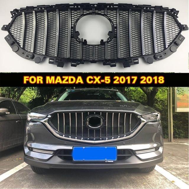 フロントメッシュ 外装 カスタム 高品質 マスクトリムカバー フロントバンパー グリル マツダ CX-5 CX5 2017 2018