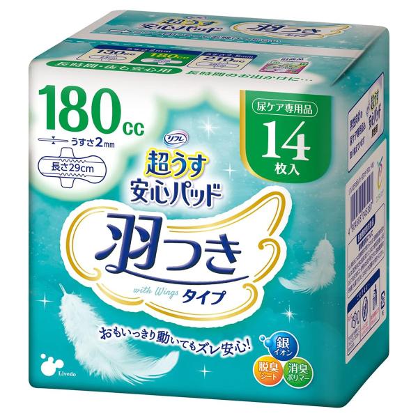 リフレ 超うす安心パッド 羽つき 180cc 14枚入
