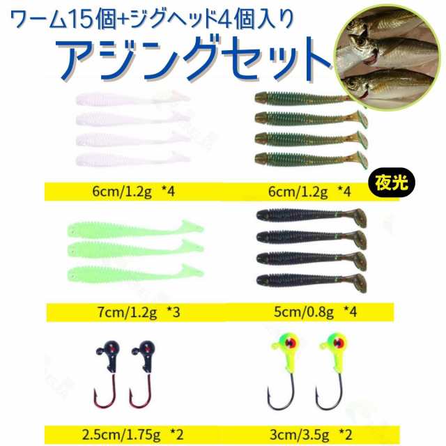 ソフトルアーセット８ シングルテールグラブ×30 ジグヘッド×10