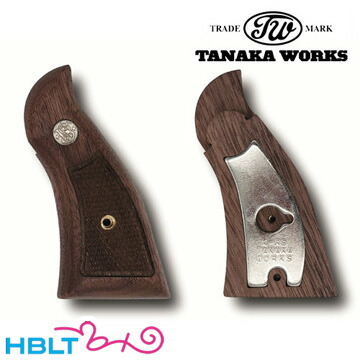 タナカワークス 木製グリップ＋Weight S&W Kフレーム・スクエアバット 用（ウォールナット チェッカー）