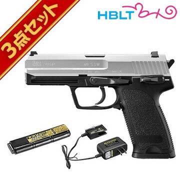 フルセット 東京マルイ H&K USP シルバースライド 電動ハンドガン バッテリー 充電器セット