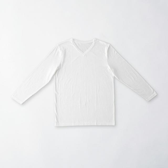 メンズ 紳士 男性 男物 シルクコットン 男の絹 Vネック 長袖Tシャツ[メール便可]_1