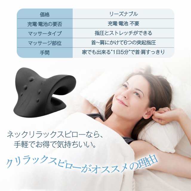 ネックピロー 黒ブラックストレートネック 首枕 肩こり解消 ストレッチ