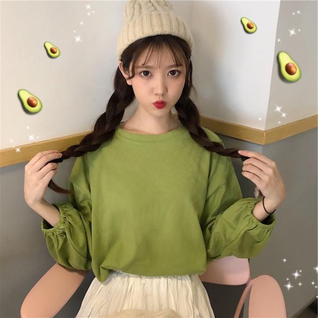 カットソー ロングTシャツ レディース ゆったり ラウンドカット トップス  クルーネック 長袖 ボリューム袖 やわらか 無地 上品 着痩せ カットソー ロングTシャツ レディース ゆったり ラウンドカット