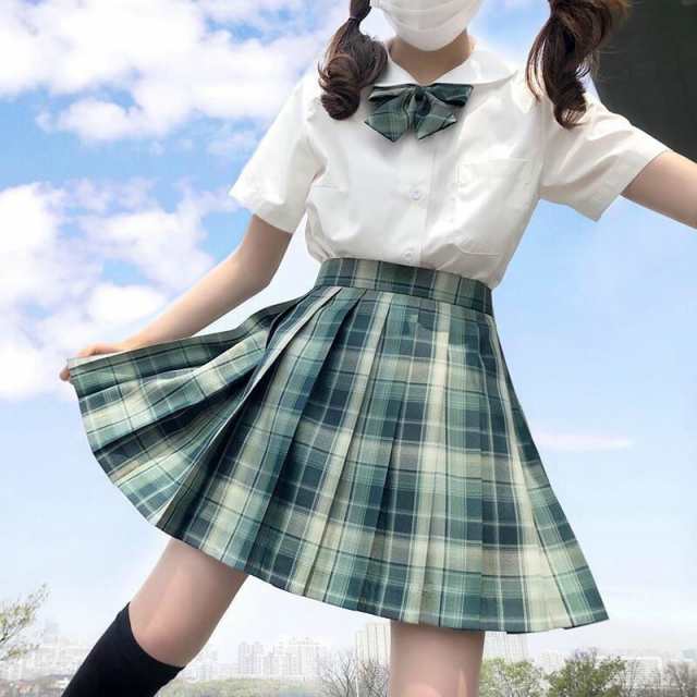 プリーツスカート 2点セット スクール 制服 スカート チェック柄 ミニ